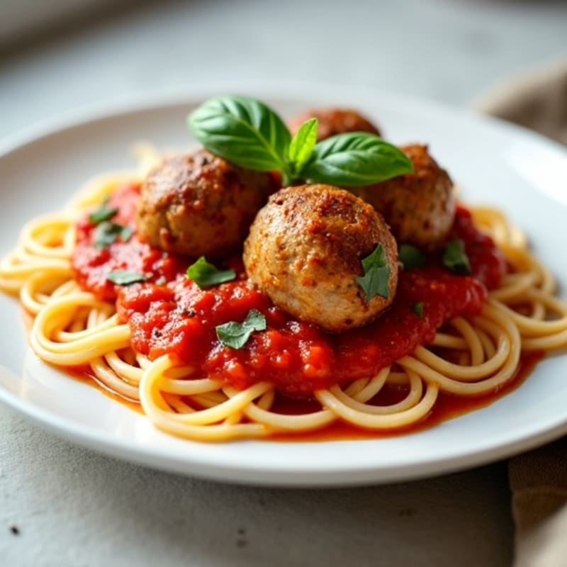 Lean Turkey Meatballs with Whole Wheat Spaghetti and Fresh Herb Marinara