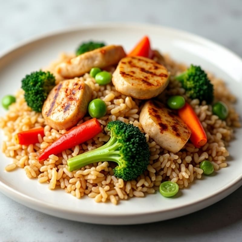 Savory Chicken and Fresh Vegetable Brown Rice Stir-Fry