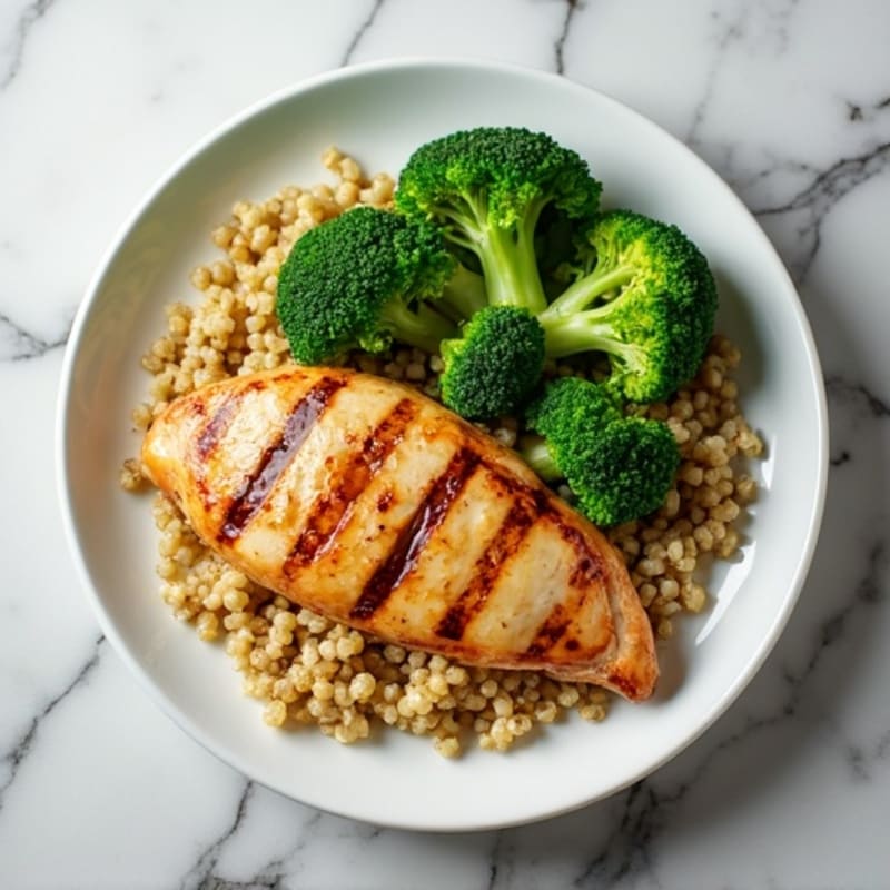 Grilled Chicken Breast with Quinoa and Steamed Broccoli