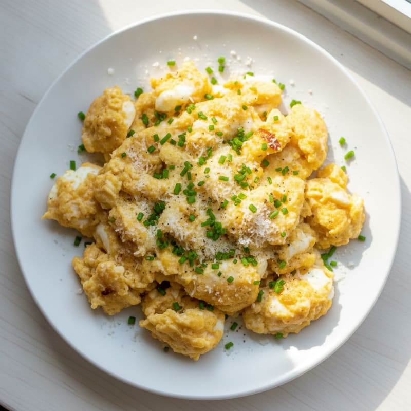 Parmesan Scrambled Eggs with Chives