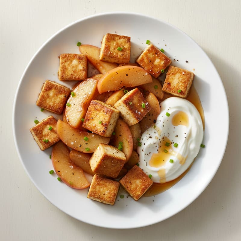 Pan-Seared Tofu with Sautéed Apples