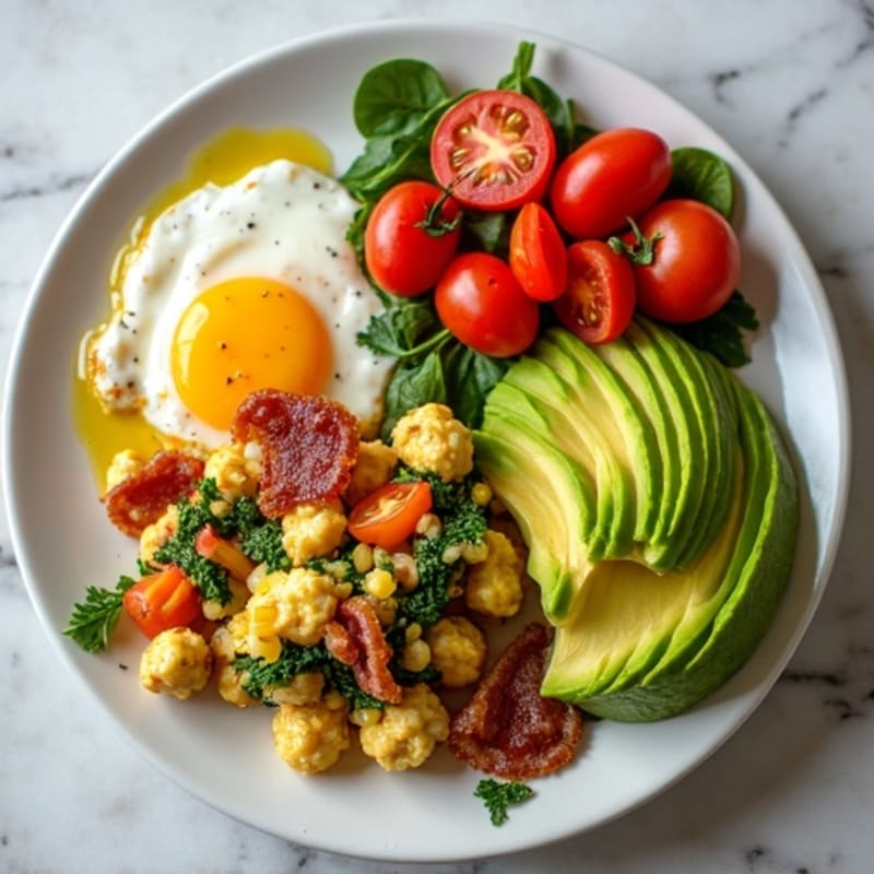Egg White Veggie Scramble with Turkey Bacon