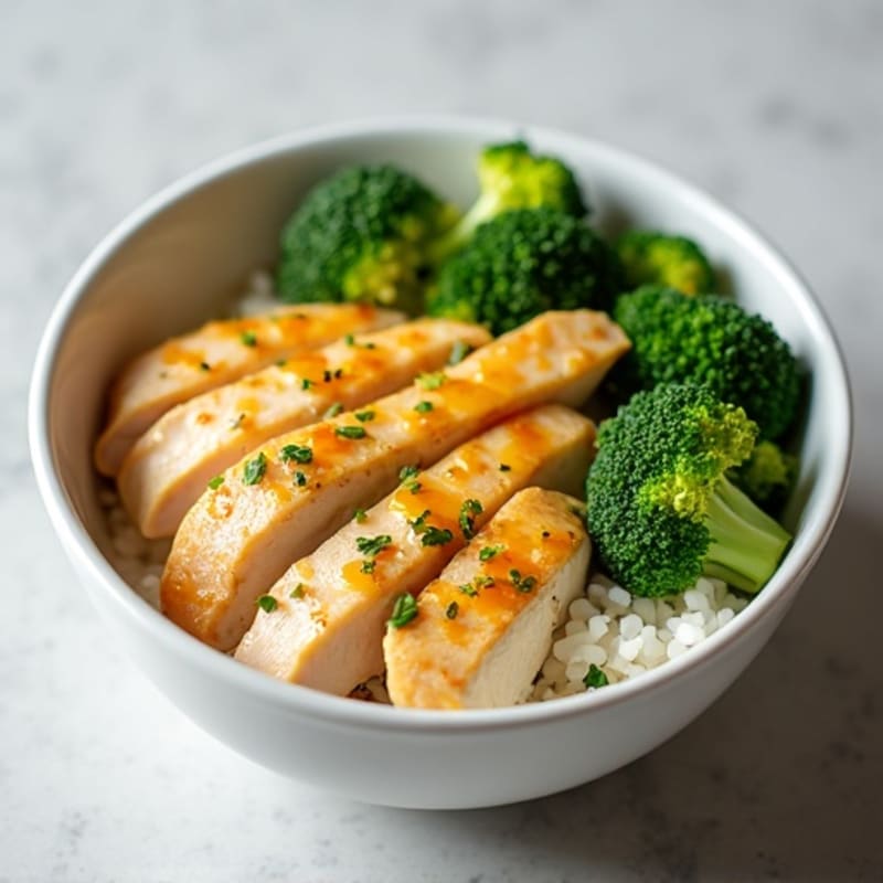 Citrus-Garlic Chicken Rice Bowl with Steamed Broccoli