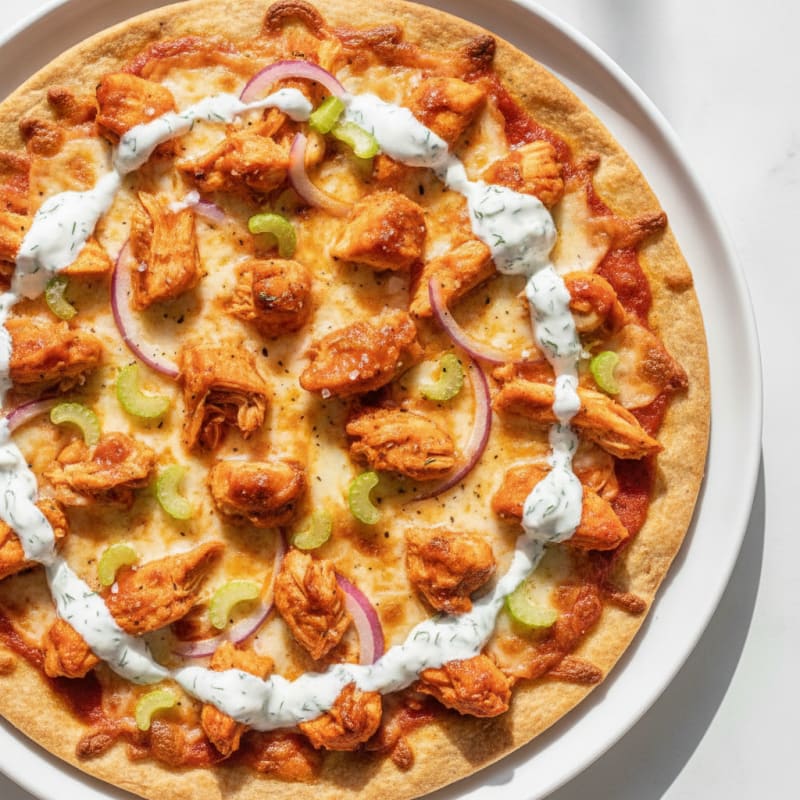 Clean Buffalo Chicken Thin-Crust Pizza