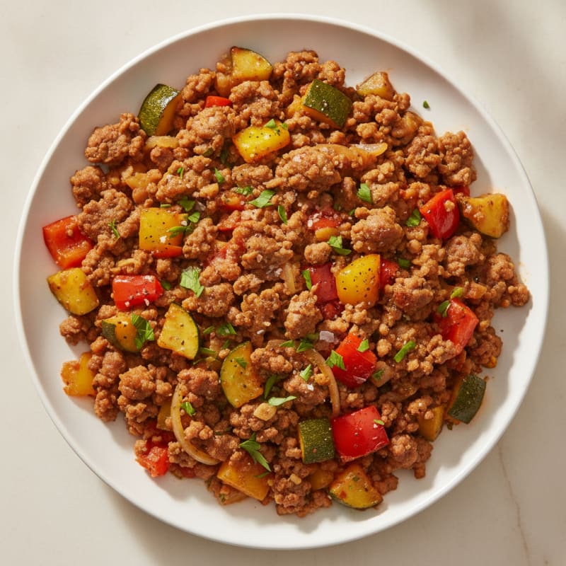 Savory Ground Beef and Summer Vegetable Skillet