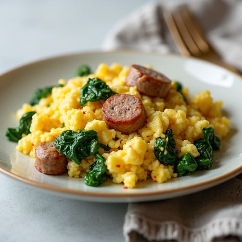 Egg White and Turkey Sausage Scramble with Spinach