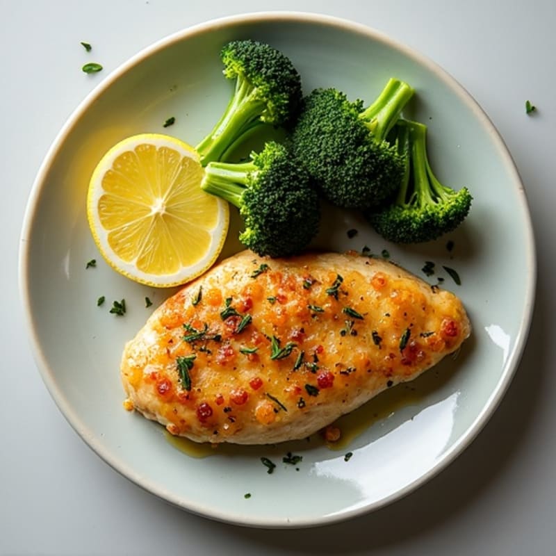 Crispy Lemon-Herb Pan-Seared Chicken with Roasted Broccoli
