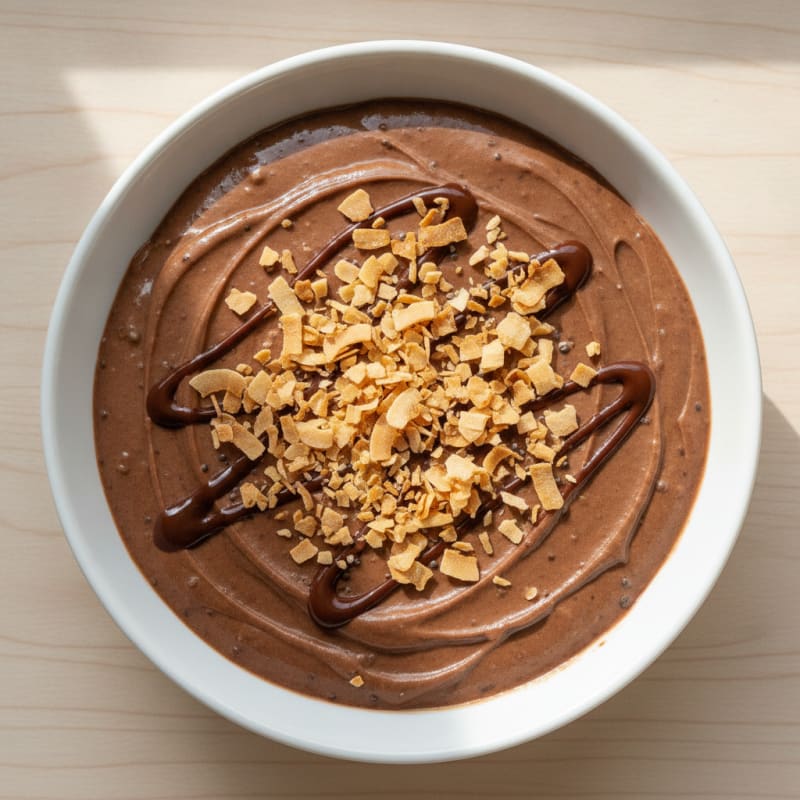 Silky Chocolate Protein Pudding with Toasted Coconut