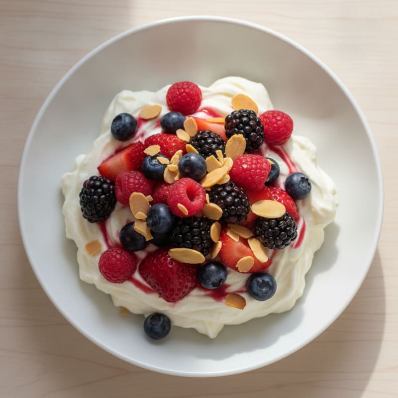 Greek Yogurt Protein Mousse with Mixed Berries