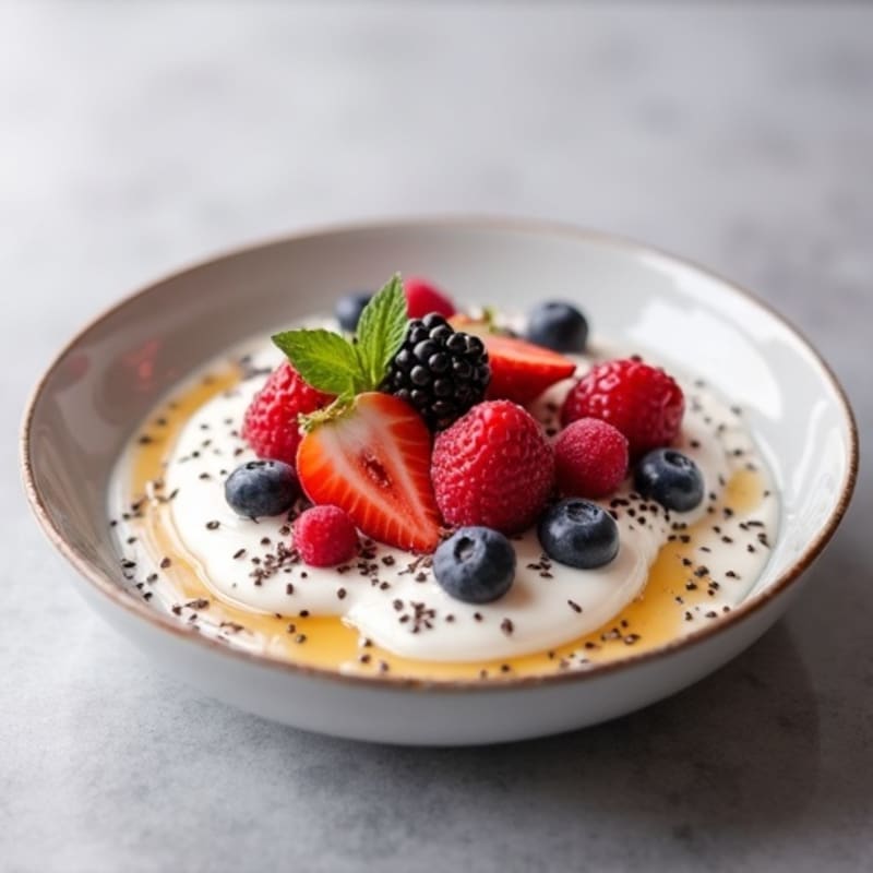 Silky Greek Yogurt Protein Pudding with Fresh Berries