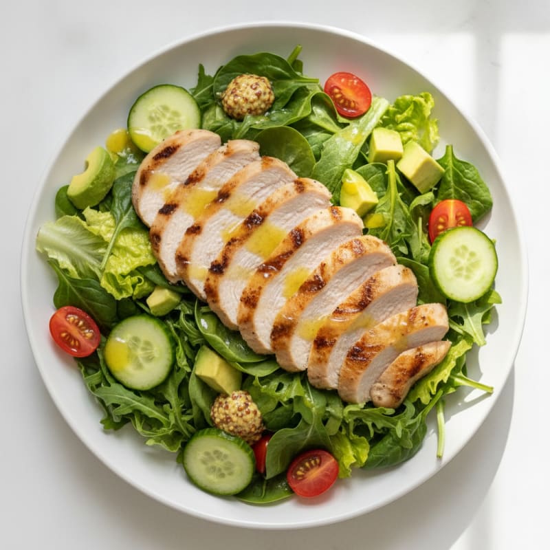 Grilled Turkey Breast Salad with Mixed Greens and Lemon Vinaigrette