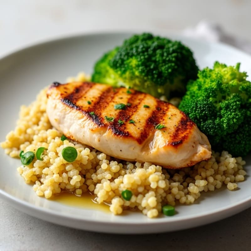 Grilled Chicken Breast with Quinoa and Broccoli