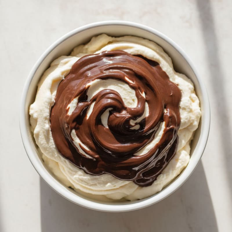 Protein Vanilla Gelato with Chocolate Drizzle
