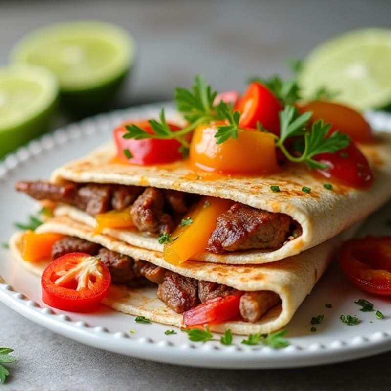 Spicy Lime Steak Quesadillas with Bell Peppers