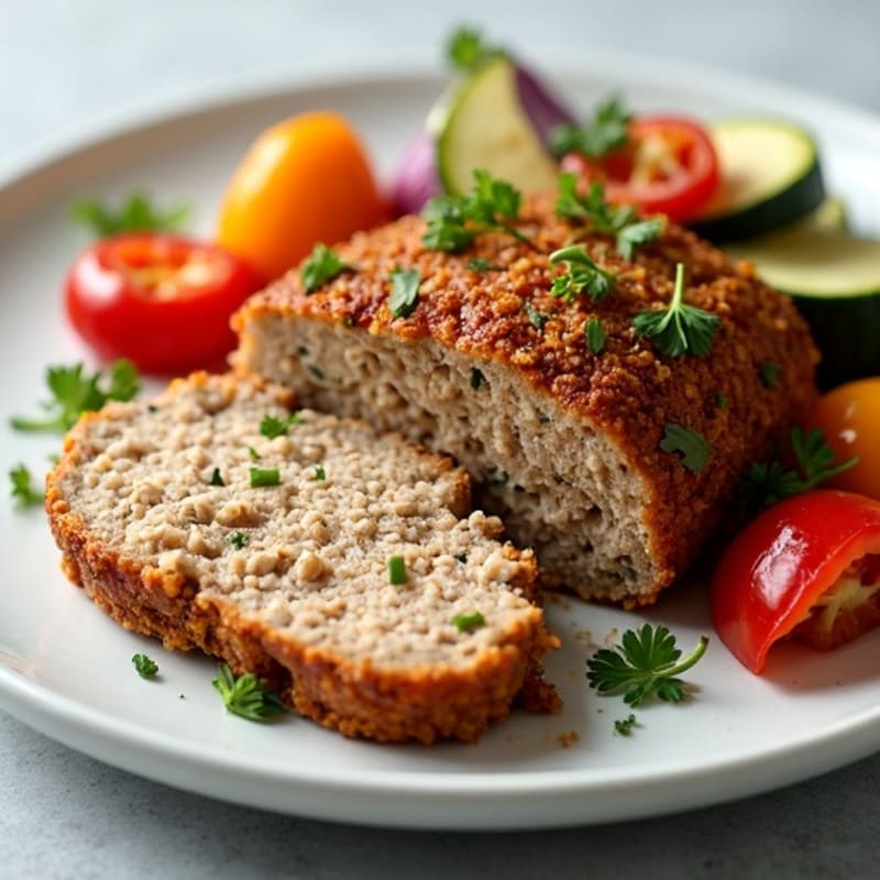 Herb-Crusted Lean Turkey Meatloaf with Roasted Vegetables