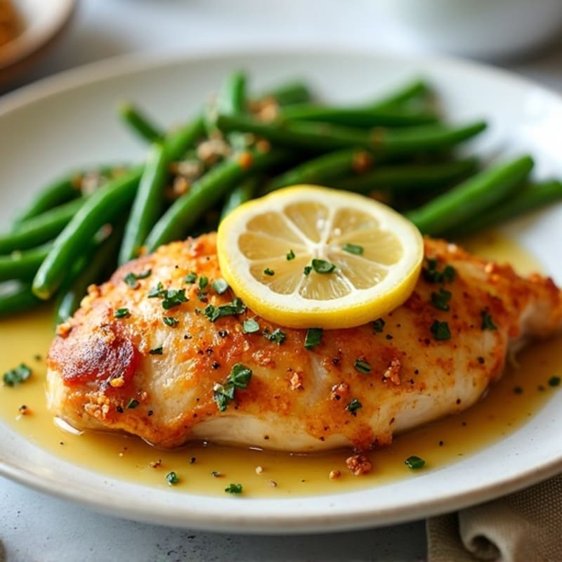 Lemon Herb Roasted Chicken with Crispy Green Beans