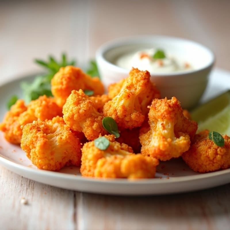 Crispy Buffalo Cauliflower Bites with Protein-Packed Tofu & Greek Yogurt Dip