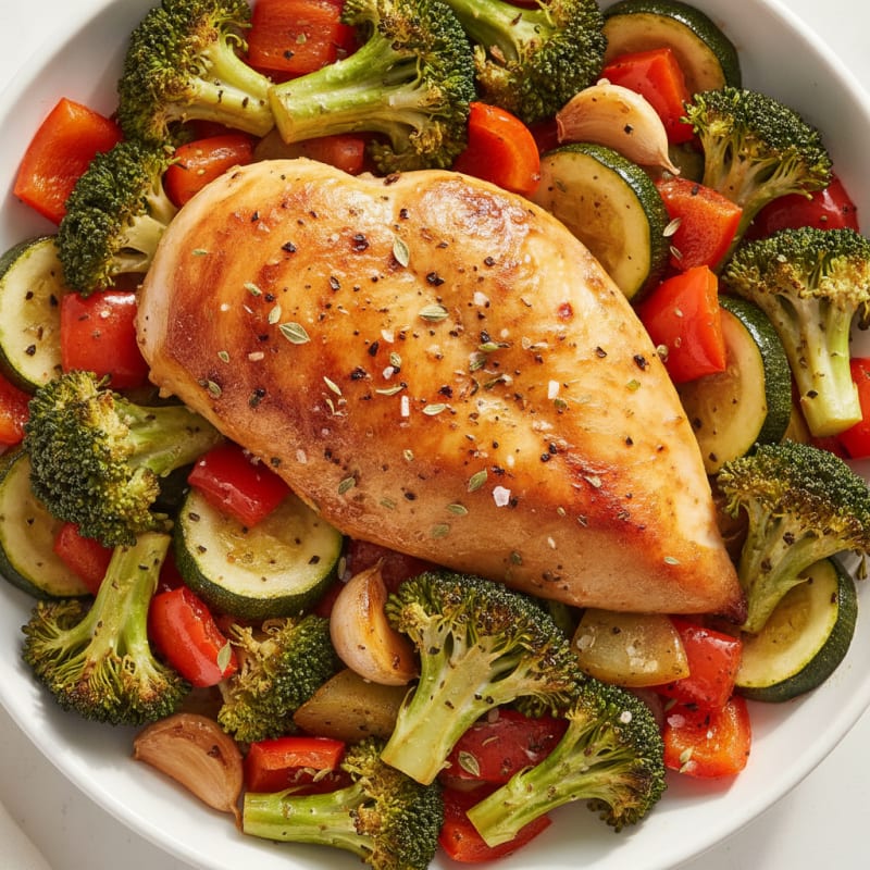 Garlic Herb Roasted Chicken and Rainbow Vegetables