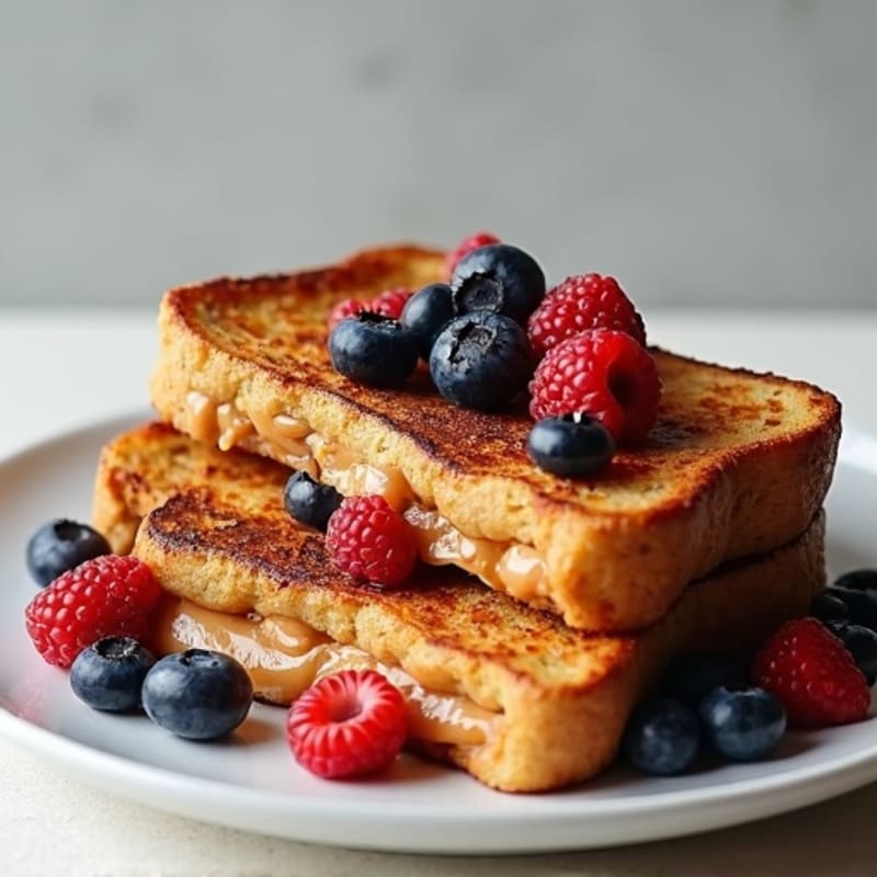 Baked Peanut Butter and Berry Stuffed French Toast