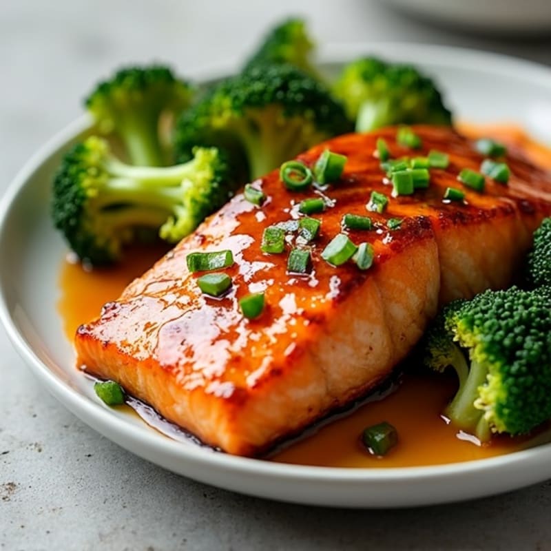 Baked Teriyaki Glazed Salmon with Roasted Broccoli