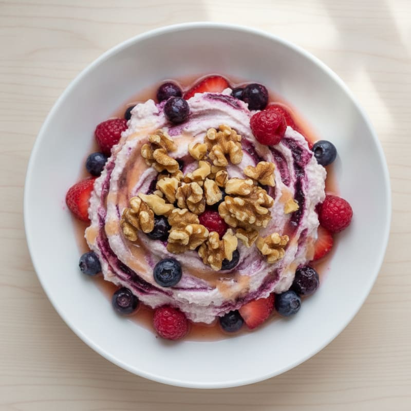 Silky Greek Yogurt Protein Mousse with Mixed Berries