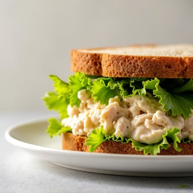 Creamy Shredded Chicken Salad Sandwich with Crisp Celery