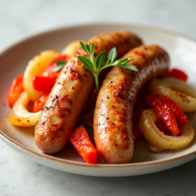 Crispy Sausage with Roasted Peppers and Onions