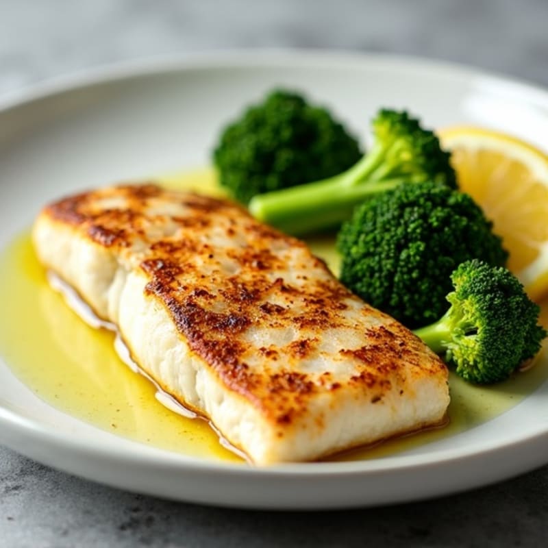 Seared Tilapia with Steamed Broccoli and Lemon