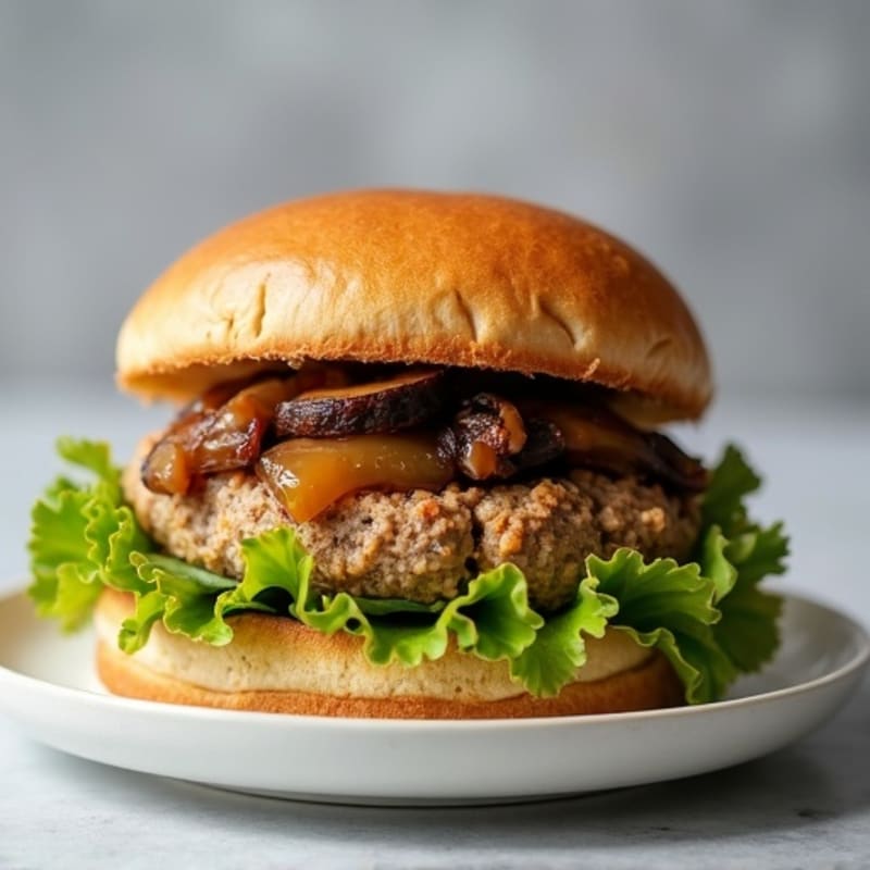 Lean Turkey-Mushroom Burger with Caramelized Onions