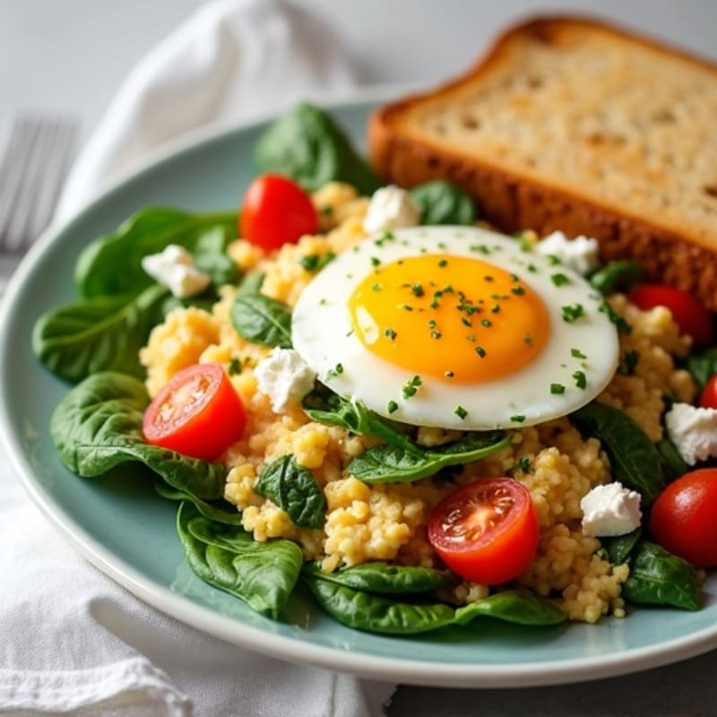 Egg White and Turkey Spinach Scramble with Cottage Cheese