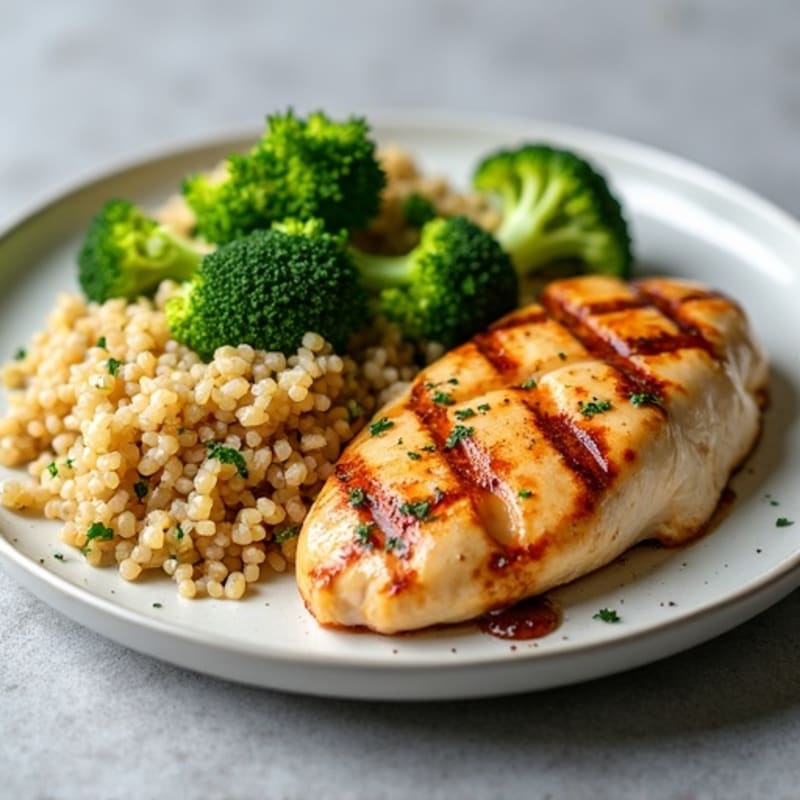 Grilled Chicken Breast with Roasted Broccoli and Quinoa