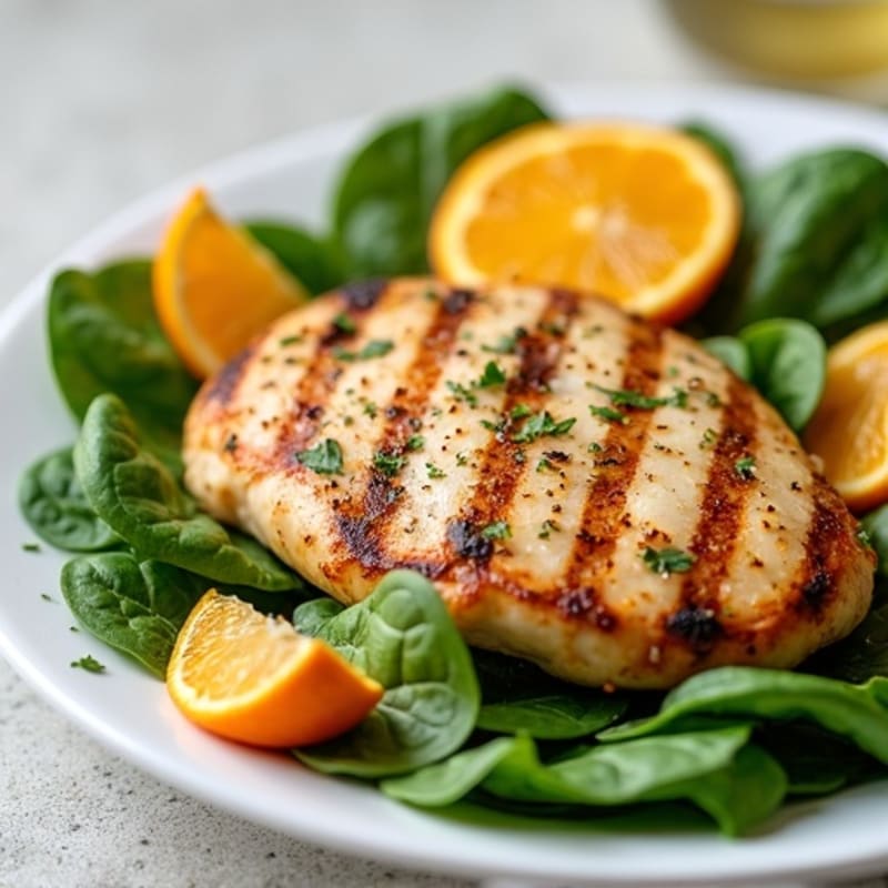Grilled Chicken Breast with Fresh Spinach Salad and Citrus Vinaigrette