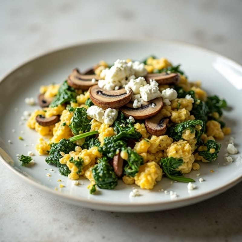 Protein-Packed Spinach and Mushroom Egg White Scramble
