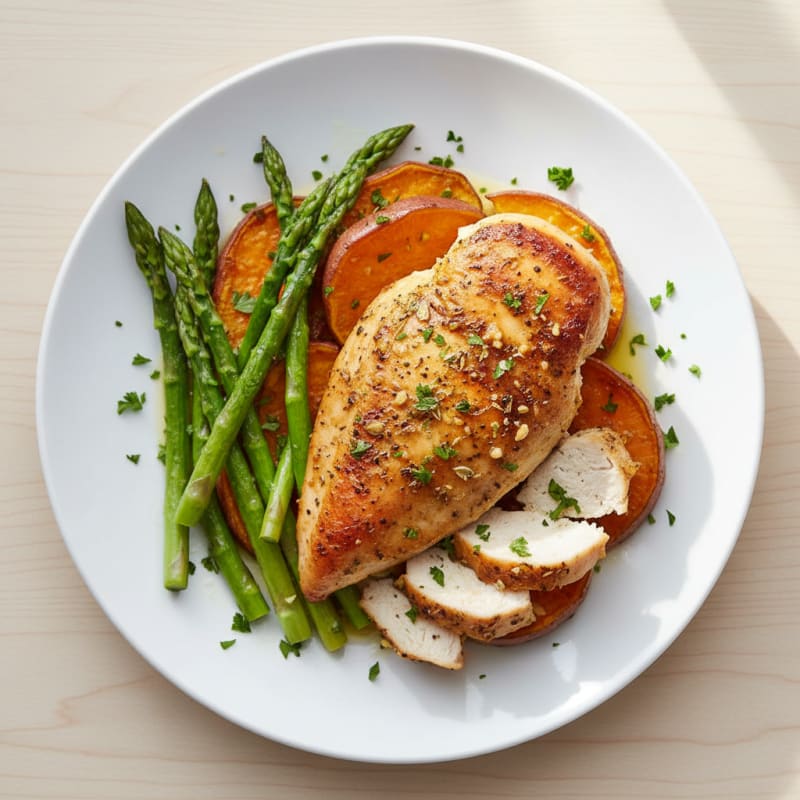 Lemon Herb Roasted Chicken with Asparagus