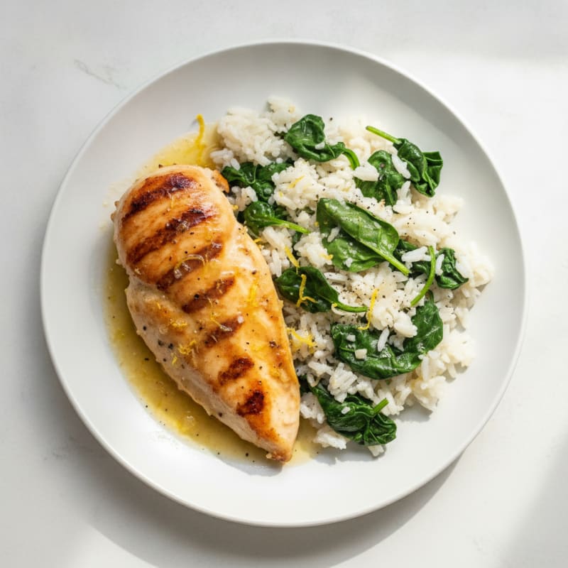 Lemon-Herb Chicken with Spinach Rice
