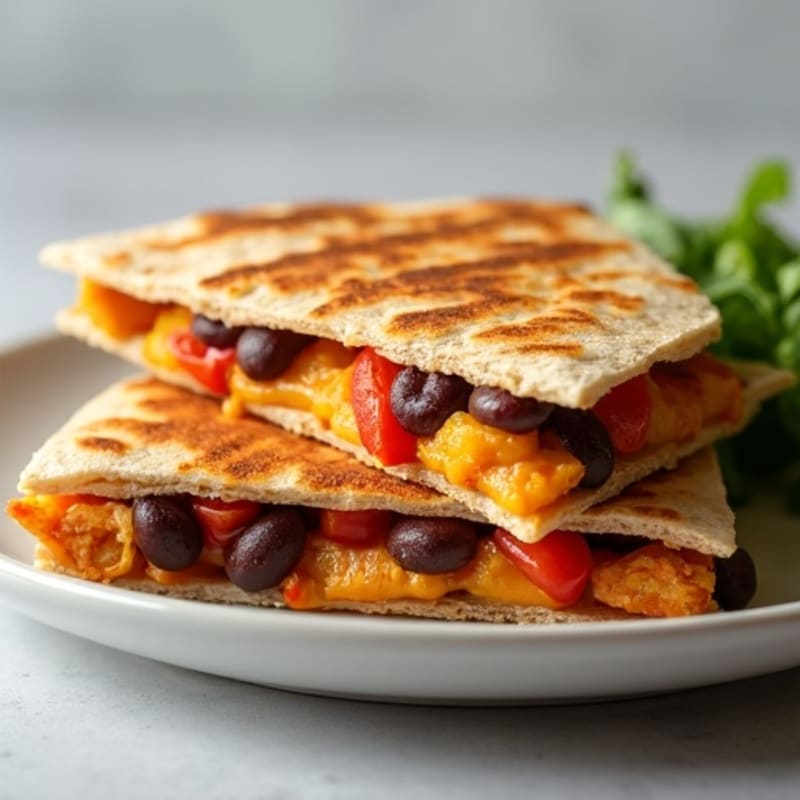 Crispy Chicken and Black Bean Whole Wheat Quesadilla