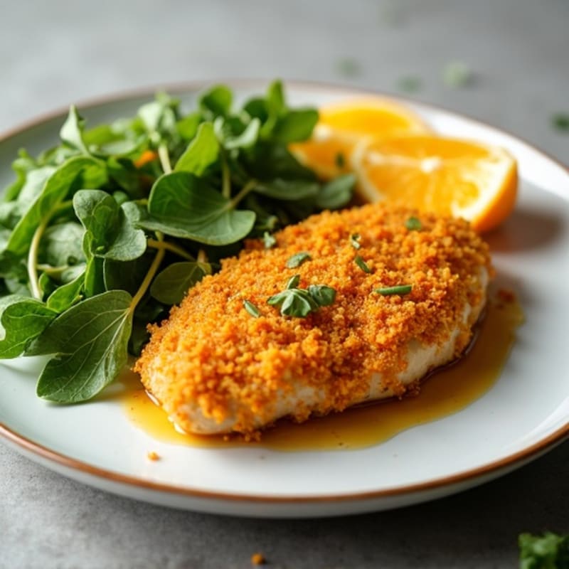 Crispy Baked Orange Chicken with Fresh Greens