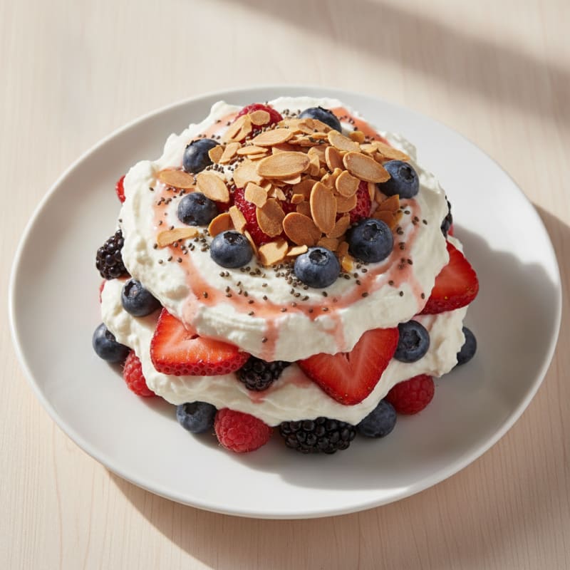 Greek Yogurt Protein Parfait with Mixed Berries and Almonds