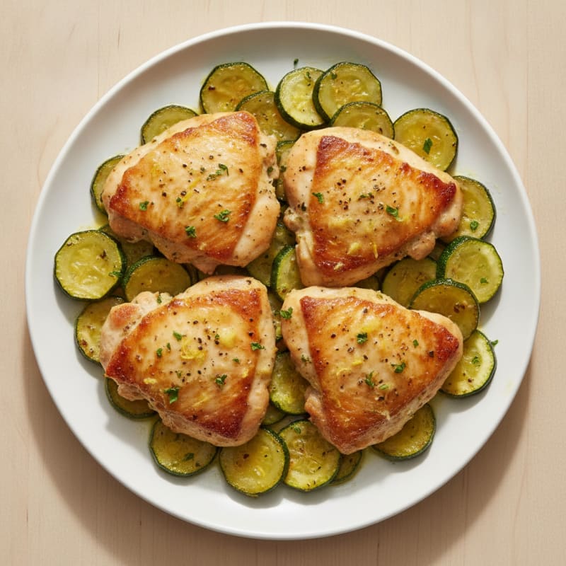 Lemon-Herb Roasted Chicken Thighs and Zucchini