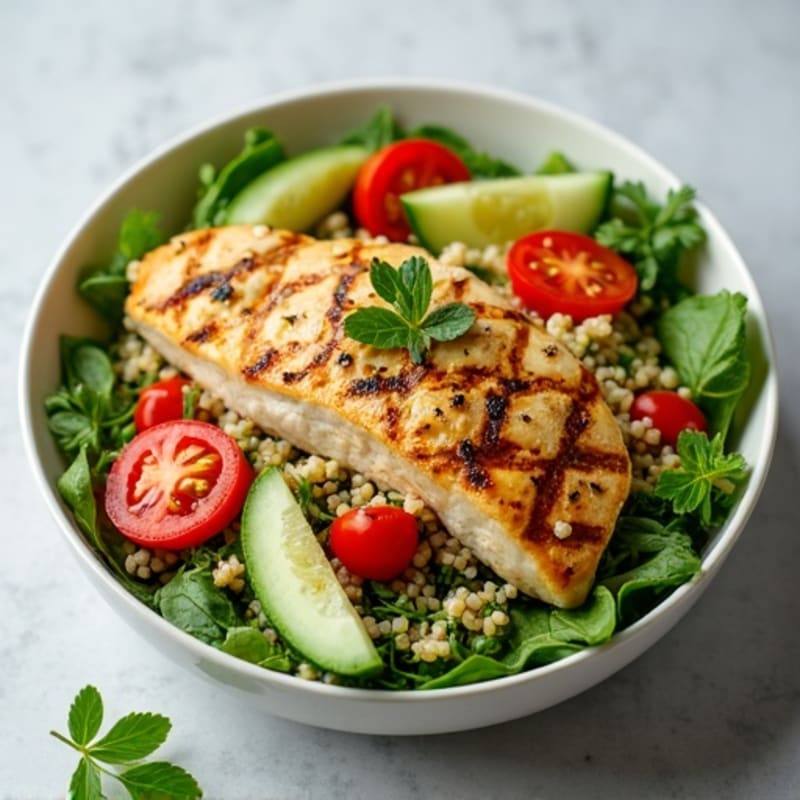 Grilled Chicken Breast and Quinoa Salad with Fresh Herbs
