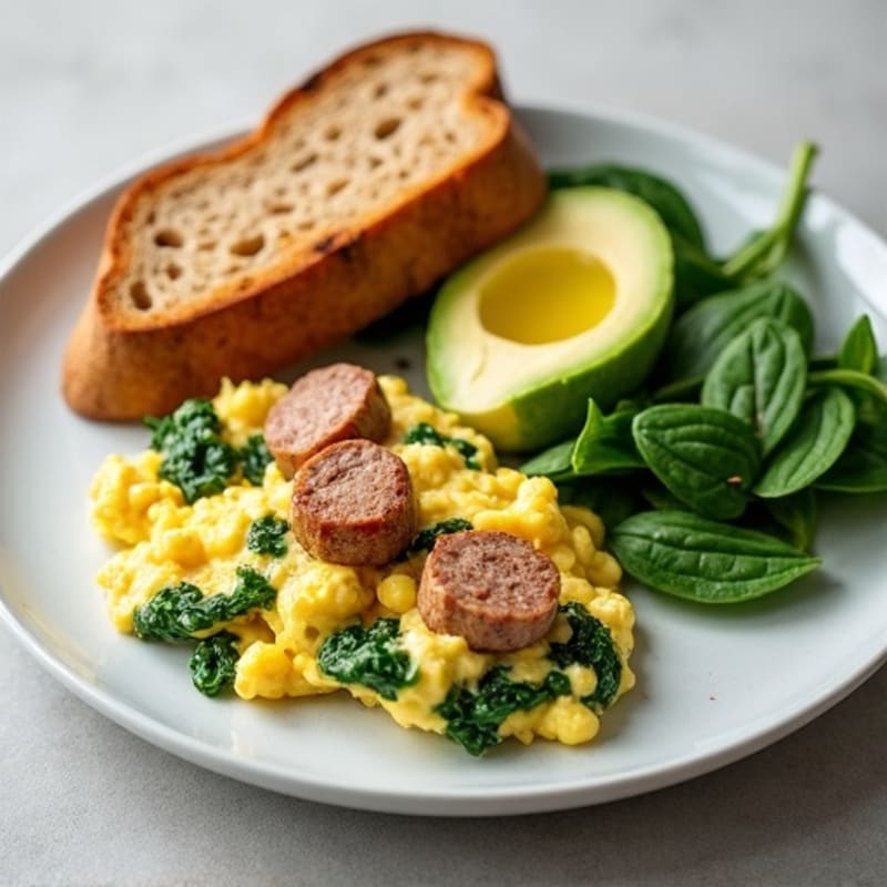 Egg White and Turkey Sausage Scramble with Spinach