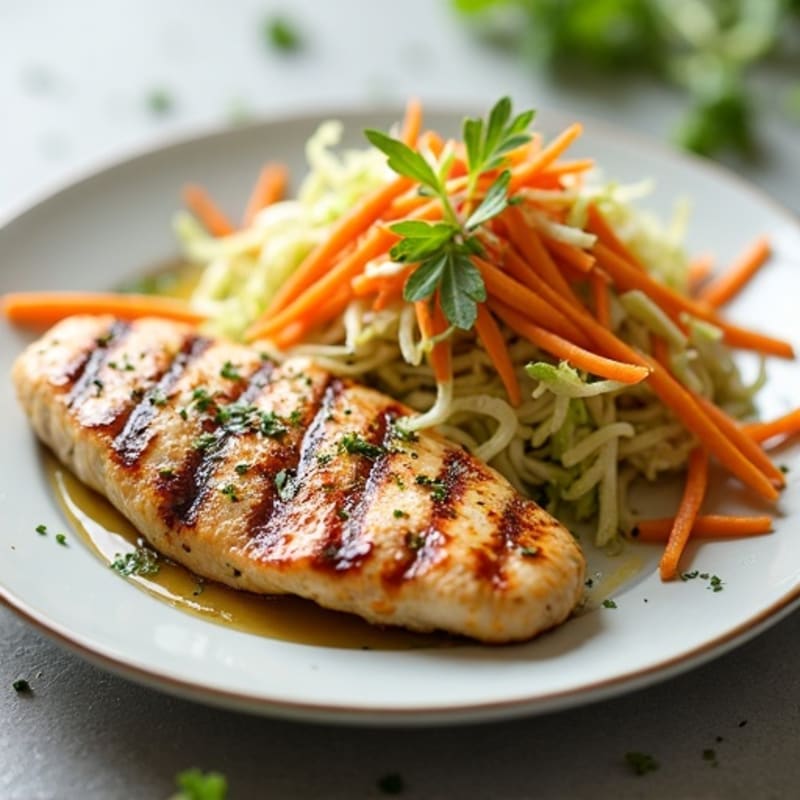 Grilled Chicken Breast with Crunchy Cabbage Slaw