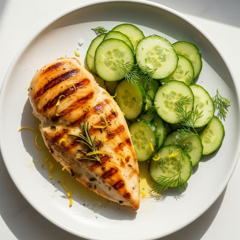 Grilled Chicken Breast with Cucumber Salad