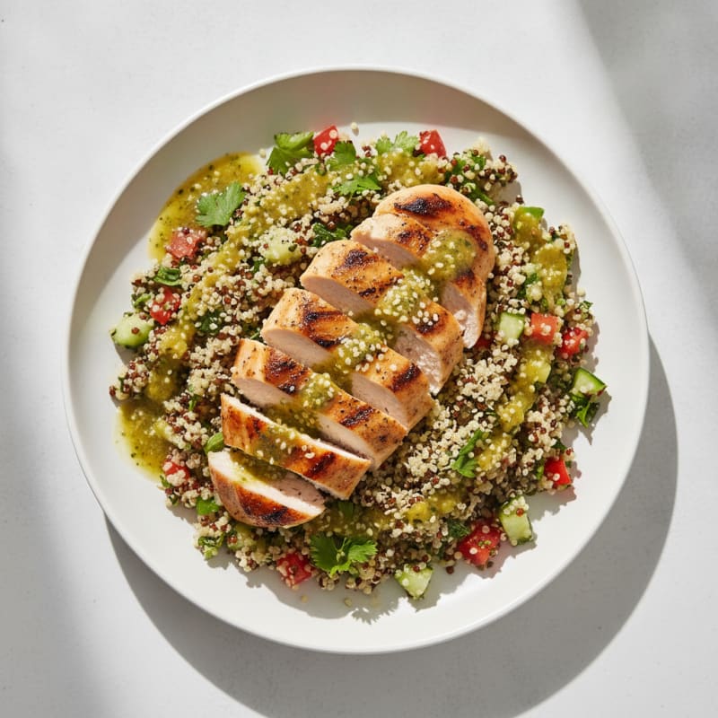 Grilled Chicken Breast with Crunchy Quinoa Salad