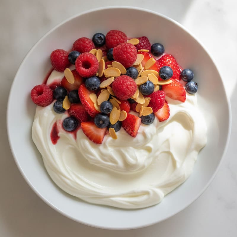 Creamy Greek Yogurt Protein Bowl with Mixed Berries and Almonds