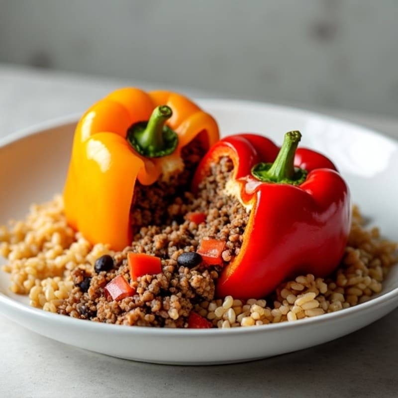 Hearty Bell Peppers Stuffed with Lean Ground Beef and Brown Rice