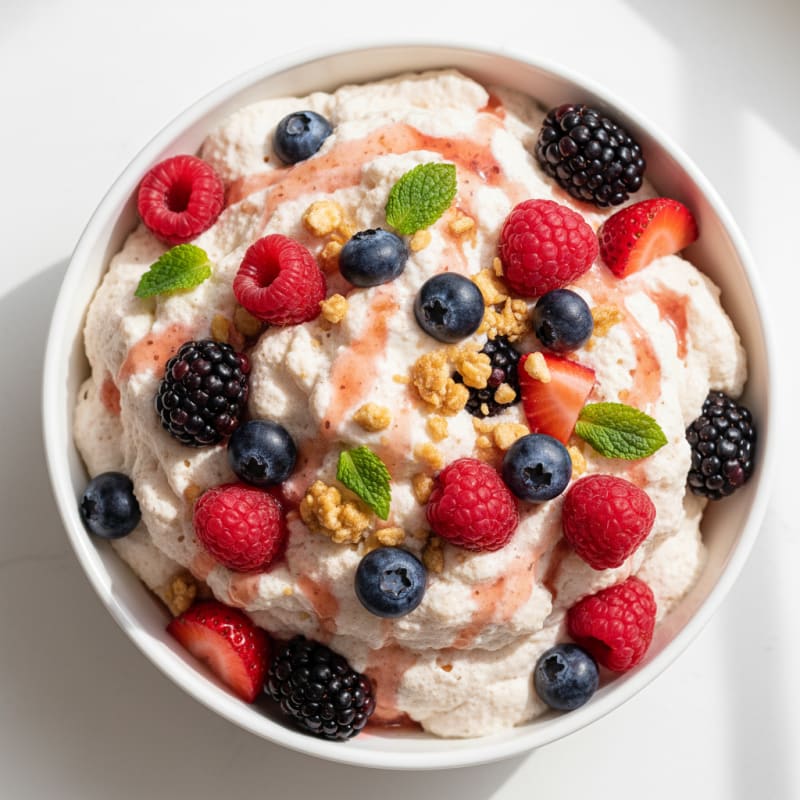 Greek Yogurt Protein Mousse with Mixed Berries