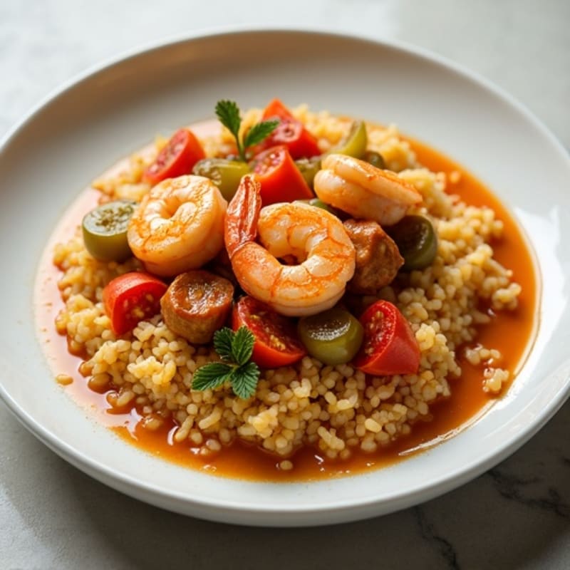 Spicy Shrimp and Chicken Gumbo with Cauliflower Rice