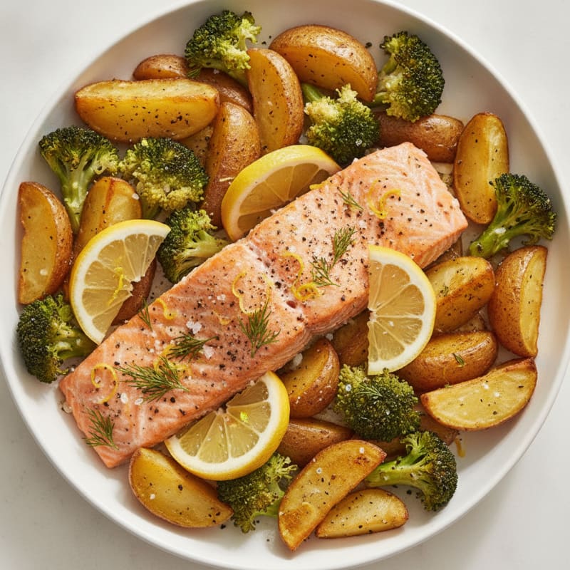 Sheet Pan Lemon Herb Salmon and Broccoli