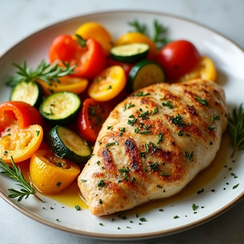 Herb-Crusted Sheet Pan Chicken with Roasted Rainbow Vegetables